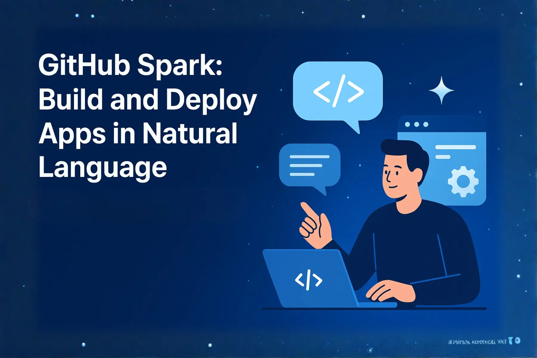 Cover image for GitHub Spark, showing a developer building an app by chatting with their laptop in natural language.