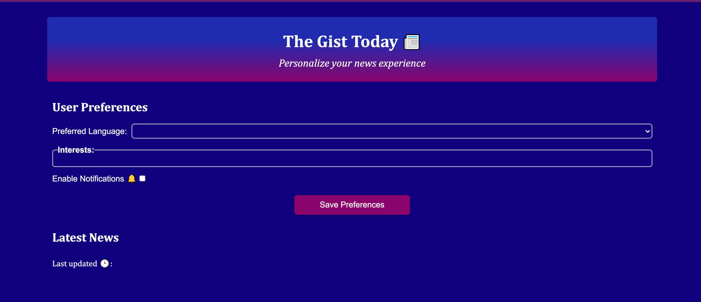 The Gist Today initial UI